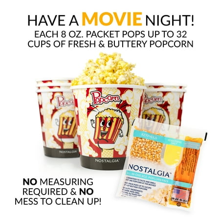 Nostalgia - KPP824 Best Tasting Premium 8-Ounce Popcorn, Oil & Seasoning Salt All-In-One Packs - 24 Count - Multi