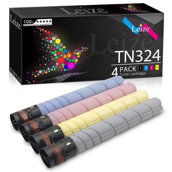 Leize Compatible TN324 Cartouche de Toner Remplacement pour Konica Minolta TN324 TN-324 pour Bizhub C258 C308 C368 Imprimante TN324K TN324C TN324M TN324Y - Noir 28 000 & Couleur 26 000 Pages [Pack de 4-Kcmy]