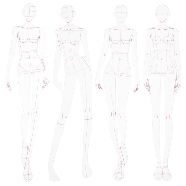 1 set femenino regla de moda prenda plástica plantilla de dibujo femenino reglas