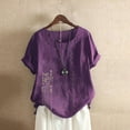 thumbnail image 1 of Fiudx Ofertas Flash Del Día Solo En Línea Blusa Informal y de Lino con Botones y Manga Corta Estampada para Mujer, 1 of 3