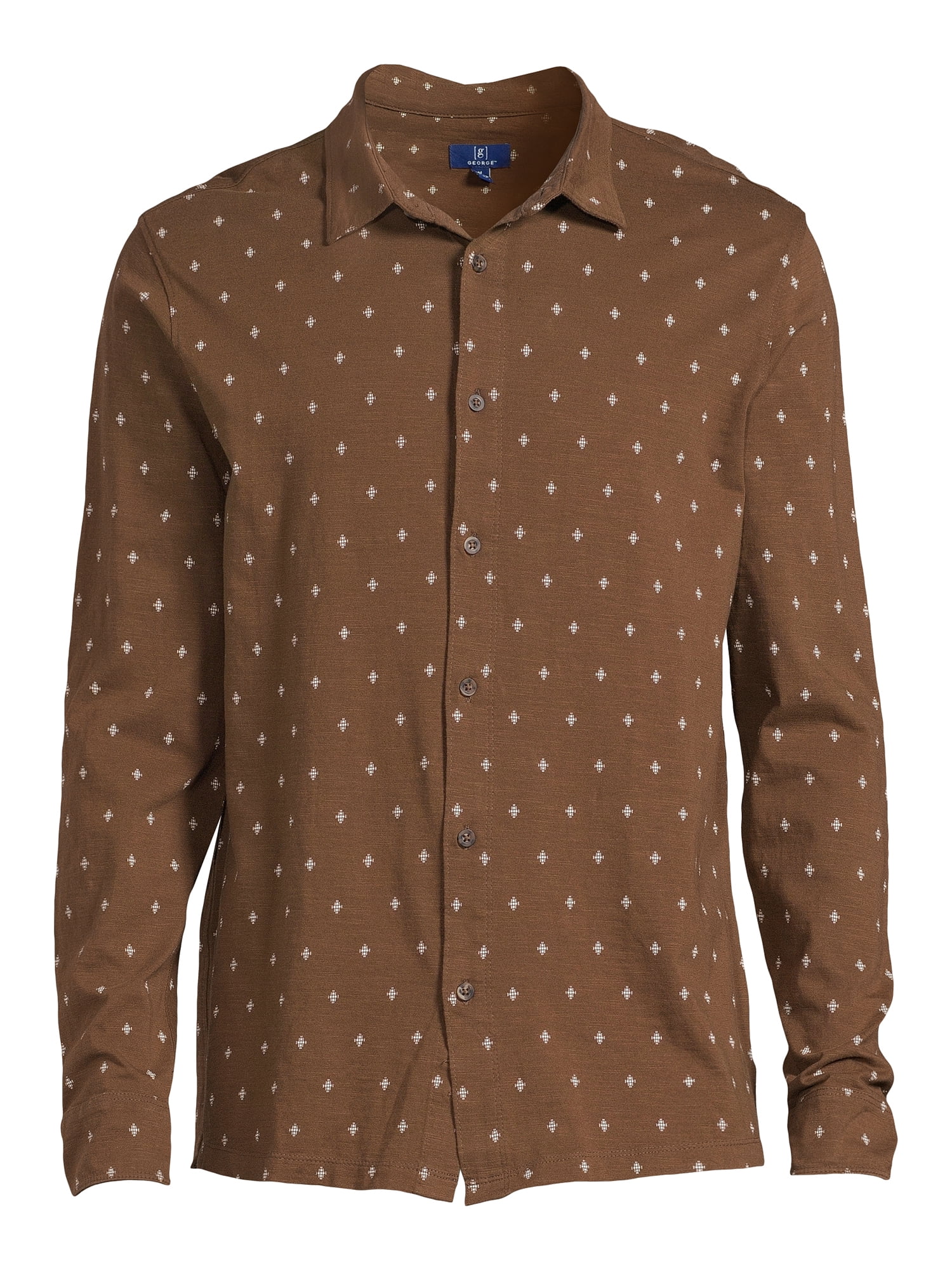 George Men’s Knit Button Down Shirt with Long Sleeves, Sizes S-3XL