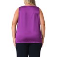 thumbnail image 3 of Tops de tanque de seda satén de tamaño grande para mujer Agnes Orinda, blusas sin mangas de cuello en V, camisetas básicas de verano 1X morado, 3 of 6