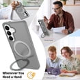 thumbnail image 3 of Asuwish Phone Case for Samsung Galaxy S26 5G Tempered Glass Screen Protector Magnetic Folding Stand Frosted Translucent Rugged Shockproof Protective Cell Cover S 26 26S 26 26S Women Men Grey, 3 of 6