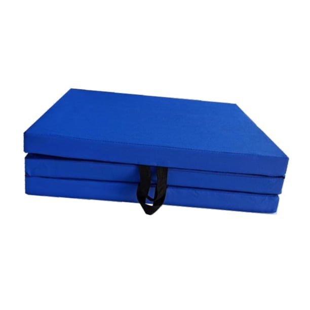 Esterilla de ejercicios plegable de tres pliegues, almohadilla de pilates antideslizante e impermeable de cuero PU, almohadilla elástica 5 Azul