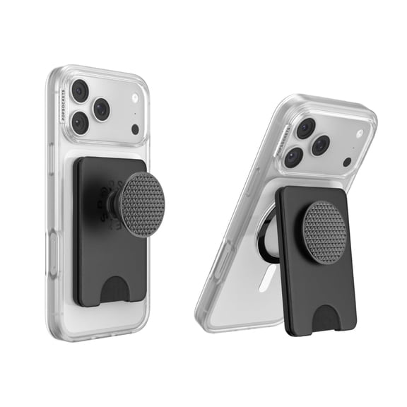 PopSockets Kick-Out Wallet for MagSafe, Adjustable Kickstand, Magnetic Stand, Black - Knurl Black