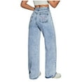 thumbnail image 4 of Cargo Pants Girls with Lots Of Pockets Ripped Denim Jeans for Kids Straight Wide Leg Distressed Washed Cotton Baggy Pants Casual Lightweight, 4 of 6