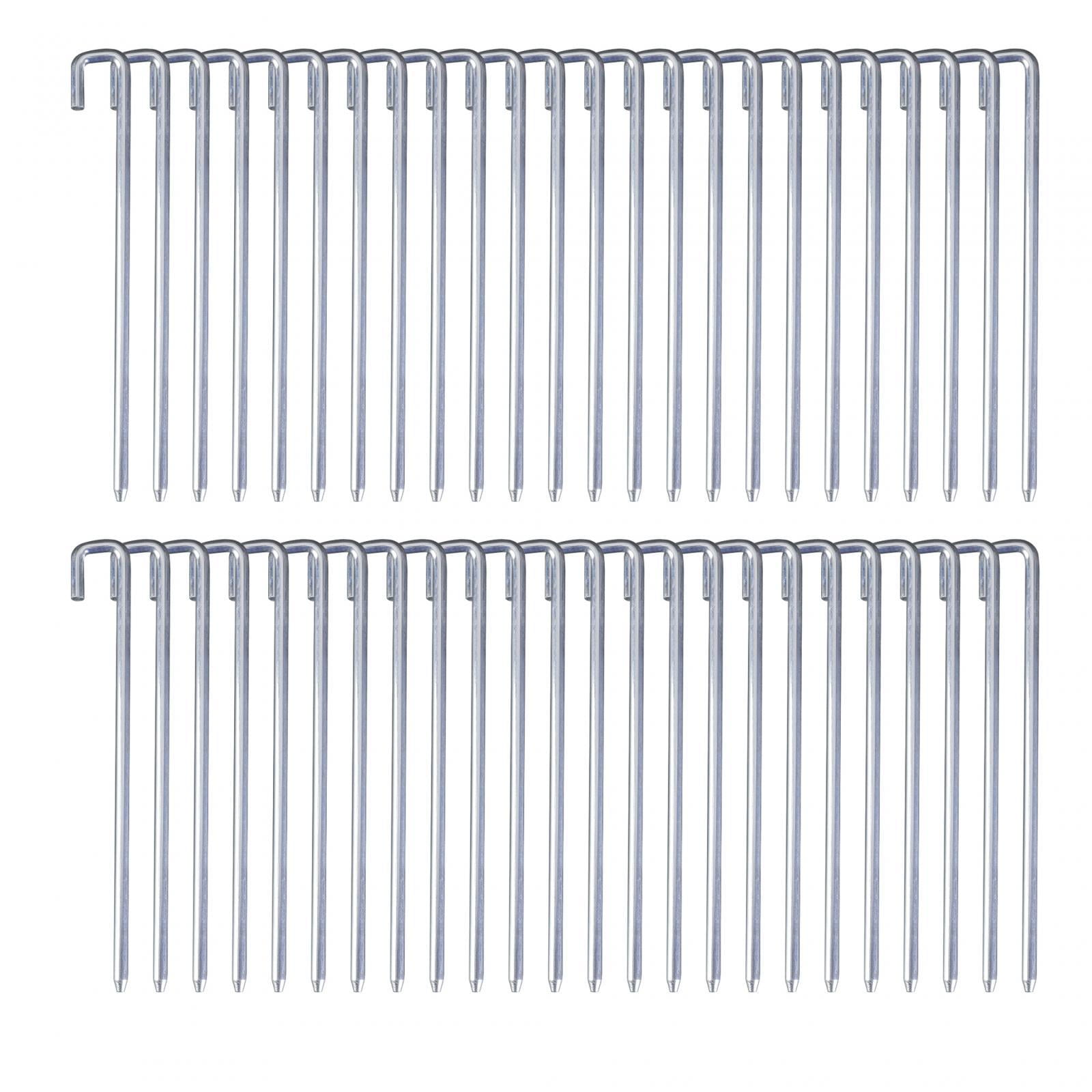 50Pcs Tent Pegs 25cm Garden Stakes Nails U Shape Hook Aluminum Alloy Sturdy