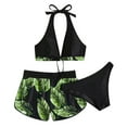 thumbnail image 4 of Feimerou Women 3 Piece Swimsuits Sexy Halter V Neck Bikini Sets Bathing Suits Front String Backless Modest Swimsuit with Boy Shorts Savings, 4 of 6