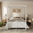 thumbnail image 3 of Furniture of America Rosedale Modern Metal X-Cross Canopy Bed, Full Size, Gold, 3 of 14