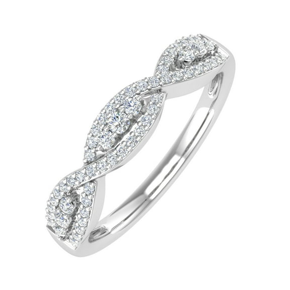 1/5 Carat Prong Set Diamond Twisted Wedding Band Ring in 10K White Gold (Ring Size 9) (I1-I2 Clarity)