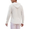 thumbnail image 3 of INSPIRE CHIC Men's Linen Hoodie Long Sleeve Button Striped Henley Shirts with Hood S White, 3 of 6