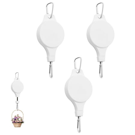 QIFEI Flower Basket Hook Liftable Telescopic Plant Pulley Easy Reaching Pulley Home White