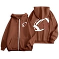 thumbnail image 1 of Sweat à Capuche de Sport Décontracté à Manches Longues avec Poche et Cordon de Serrage pour Femmes Imprimé Rugby à la Mode Taille 11, 1 of 5