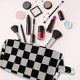 thumbnail image 4 of Hukapapa Bolsa de cosméticos con diseño de cuadros en blanco y negro, bolsa de almacenamiento portátil de gran capacidad, 4 of 5