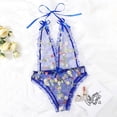 thumbnail image 3 of WZXFASHION Lingerie Brodée Frower pour Femmes sous-Vêtements Pyjama Combinaison Teddy Bleu m, 3 of 9
