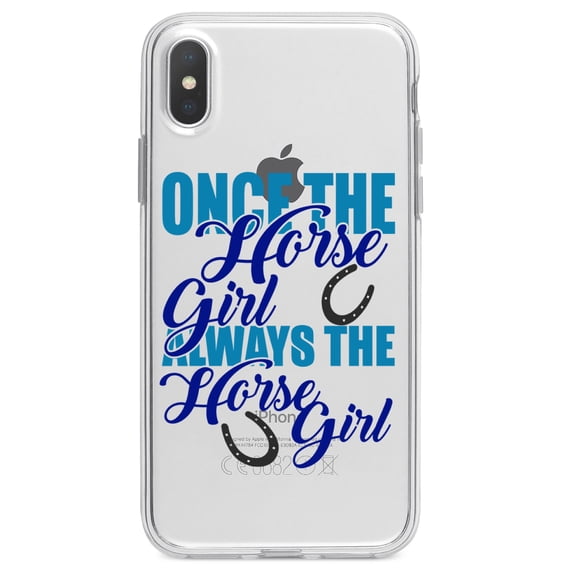 DistinctInk Clear Shockproof Hybrid Case for iPhone XS Max (6.5" Screen) - TPU Bumper Acrylic Back Tempered Glass Screen Protector - Once The Horse Girl Always The Horse Girl