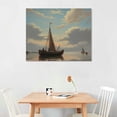 thumbnail image 2 of GOSMITH  Ocean Vintage Wall Art, Calm Sea and Sailboat Retro Painting, Framed Art Decor Aesthetic,Canvas Print Artwork, Landscape Wall Pictures for Bedroom Living Room Kitchen Shelf, 2 of 4