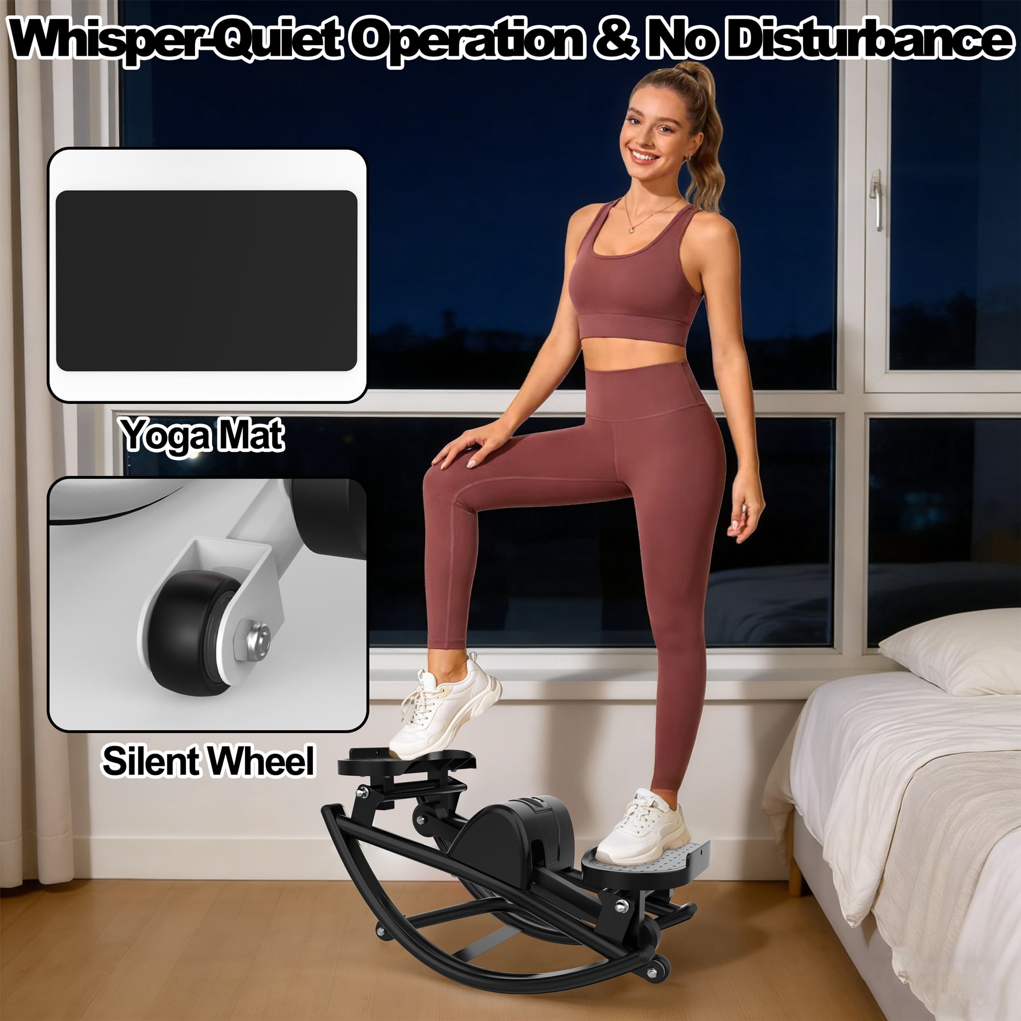 Appareil de stepper latéral Fahuac pour l'exercice - Appareil de stepper à bascule avec bandes de résistance, tapis antidérapant et écran LCD, appareil de stepper professionnel pour l'entraînement à domicile