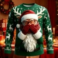 thumbnail image 2 of XDZJLR Mens Christmas Sweatshirt Knit Ribbed Hoodless Pullover Sweatshirts Long Sleeve Crewneck Top Casual Winter Wear Comfortable Dailywear Green M, 2 of 3