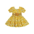 thumbnail image 1 of xiaxaixu Set de Vêtements pour Filles Robe à Manches Courtes à Col Carré et Ceinture, 1 of 9