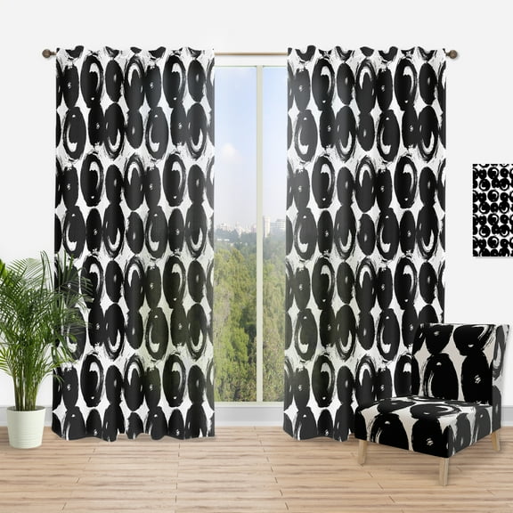 Designart 'Abstract Monochrome VII' Modern & Contemporary Curtain Panel