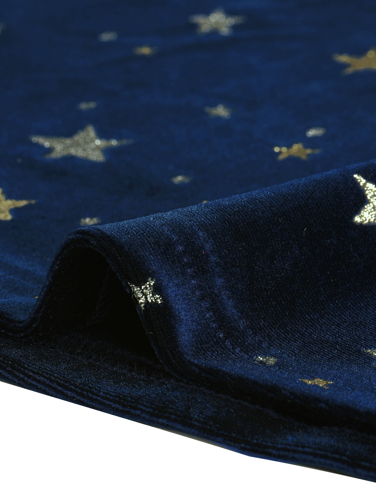 DARING DIVA Square Neck Mesh Sheer Sleeve Glitter Star Velvet Mini Dress L Deep Blue