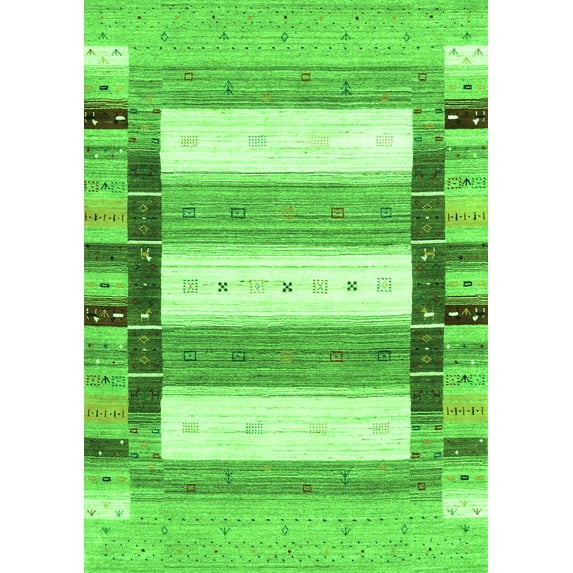 Ahgly Company Indoor Rectangle Abstract Green Contemporary Area Rugs, 7' x 9'