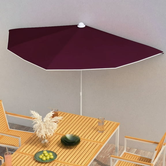vidaXL Garden Parasol Bordeaux Red Polyester, Steel Medium Collapsible