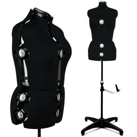 GEX Black Female Fabric Adjustable Mannequin Dress Form for Sewing Women's Mannequin Body Torso with Stand Medium