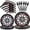 Race Car, variant on 96-Piece Bow Party Plates Set – Serves 24, Includes Dessert Plates (7"), Charger Plates (9"), Napkins, Forks, Disposable Tableware for Birthday, Girls, Kids, Women, Available in Multiple Patterns