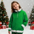thumbnail image 2 of KAUOD Boys Girls Christmas Fleece Jackets Half Zipper Cute Fuzzy-Lined Hooded Coats Kids Winter Pullover Sweatshirts Clothes, 2 of 8
