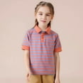 thumbnail image 4 of WOYY Big Boys Casual Striped Polo Shirt Short Sleeve Versatile T-Shirt, Sizes 1-8, 4 of 7