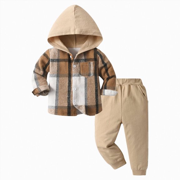 BOBOGOJP Toddler Baby Boy Clothes Fall Winter Embroidery Sweatshirt Pant Farm 6 12 18 24 Months 2 (Khaki, 6-12 Months)