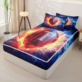 thumbnail image 2 of Homewish 3D Rugby Print Zipper Full Size Comforter Sets with Fitted Sheet and 2 Pillowcases for Boy, Football Sport Zipper Bedding Set, Black Reversible, 4pcs, 2 of 6