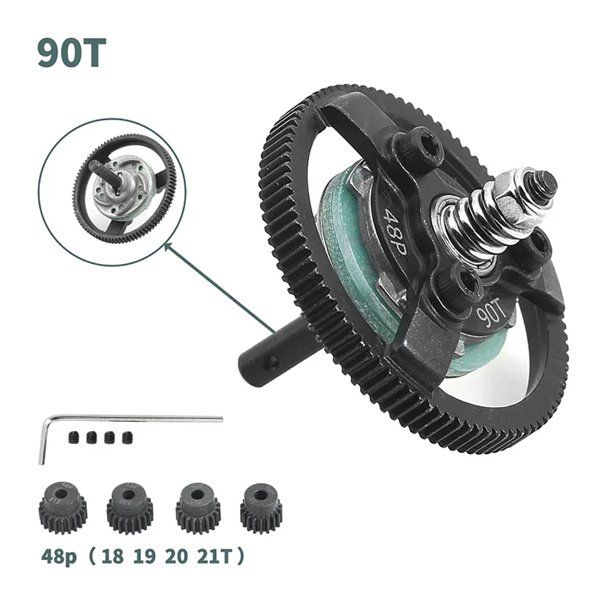 Piezas Actualización Acero Endurecido 48p 90T ENGRANAJE SPUR PARA SLASH 2WD VXL BANDIT Rustler