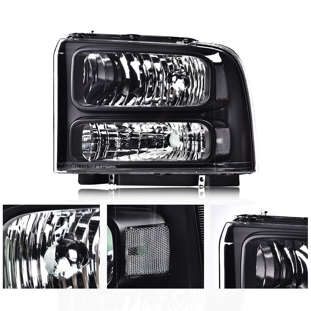CROSSDESIGN Left & Right Clear Lens Headlights Fit for 1999-2004 Ford F-250 F-350 Super Duty