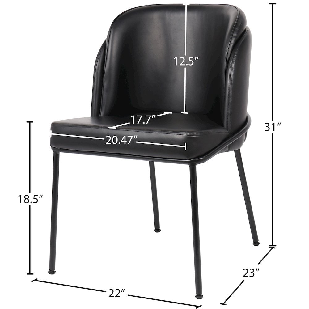 Meridian Furniture Jagger Black Vegan Leather Dining Chair, Set of 2