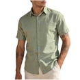thumbnail image 2 of Njagoc3 Men's Stripe Print Open Placket Short-Sleeve Shirt - Stylish Vacation & Everyday Wear, 2 of 6