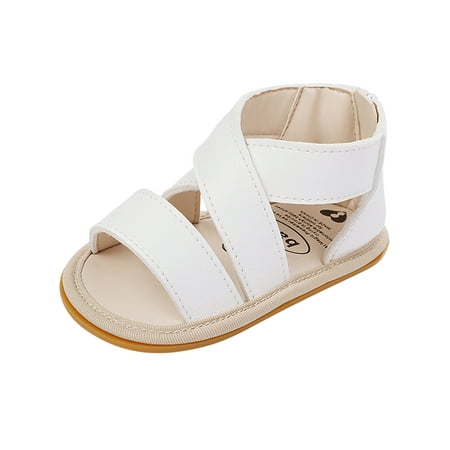 

0-3 Months Baby Girl Boy Sandals Open Toe Flat Summer Sandals First Walker Shoes Toddler Kid Baby Boys Summer Breathable Soft Bottom Casual Non-slip Casual Shoes White