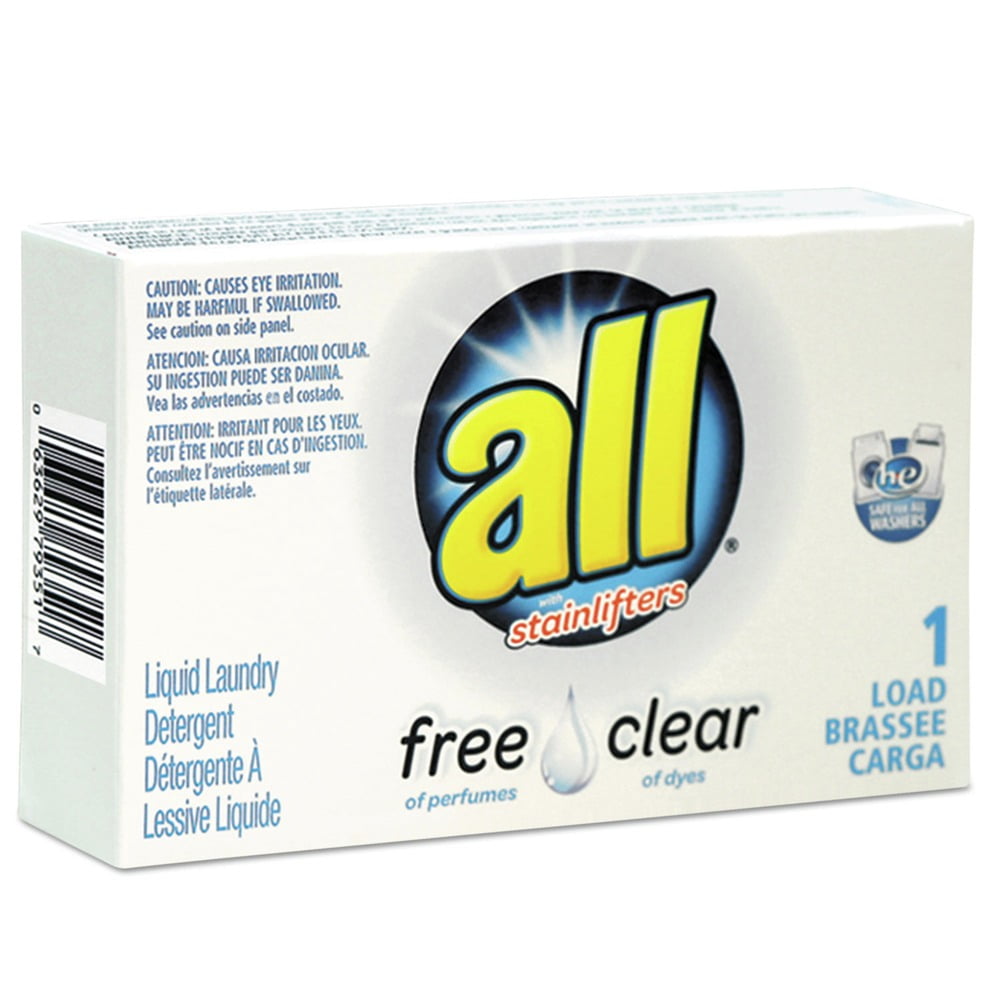 All R1-2979351 1.6 oz Vend-Box Free Clear HE Liquid Laundry Detergent -  Unscented (100/Carton) - Walmart.com