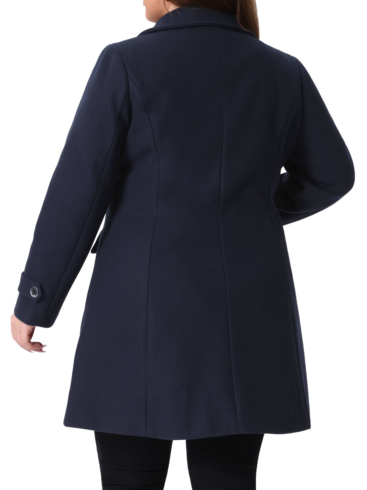 DARING DIVA Women's Plus Size Single Breasted Trench Coat with Pockets 4X Dark Blue