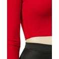 thumbnail image 5 of J. METHOD Women's Long Sleeve Scoop Neck Crop Top Solid Basic Casual Cropped T Shirts NEWT19 Red L, 5 of 6
