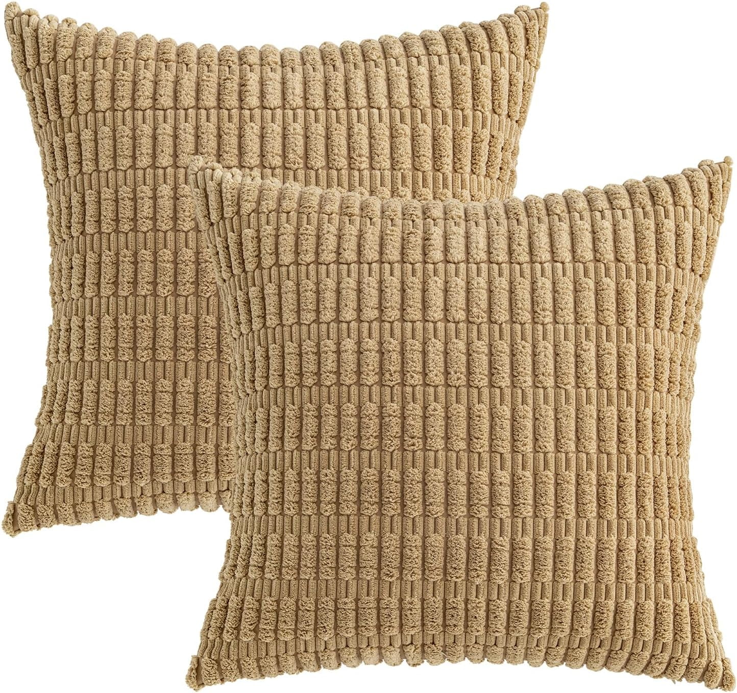 Wehilion Pack of 2 Corduroy Decorative Throw Pillow Covers Soft Boho Striped Pillow Covers Modern Farmhouse Christmas Home Decor for Sofa Living Room Couch Bed