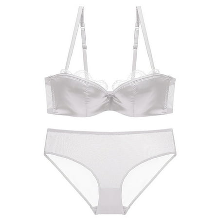 Sentmoon Lingerie for Women Thin Sponge Transparent Bra With Large Chest And Small Lace Women s SexyGather And Lift For Breathability Lingerie Bra Set Women s Lingerie  Sleep & Lounge Valentines Da