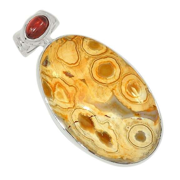 Natural Spessartine Garnet In Limestone & Garnet 925 Silver Pendant ALLP-19652