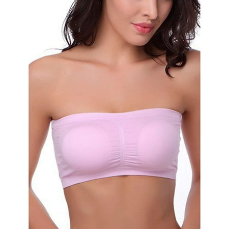 

Musuos Double Layers Plus Size Strapless Bra Bandeau Tube Removable Padded Crop Top