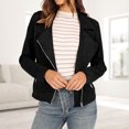 thumbnail image 1 of Chaqueta Chaqueta de motociclista para mujer Traje diario de ajuste holgado con cremallera de color sólido (Negro M) Cgtredaw Negro T M para Mujer, 1 of 6