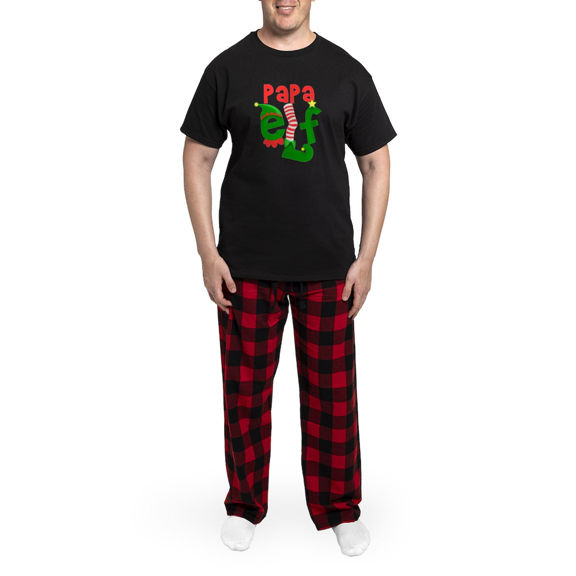 CafePress - Papa Elf - Men's Dark Loose Fit Cotton Pajama Set