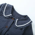 thumbnail image 5 of HILEELANG Toddler Girls Peter Pan Collar Dress Long Sleeve Cotton Casual Navy Vertical Stripes School Playwear 3T, 5 of 5