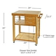 thumbnail image 4 of Clevr Rolling Bamboo Wood Kitchen Island Cart Trolley, Kitchen Trolley Cart on, 4 of 8